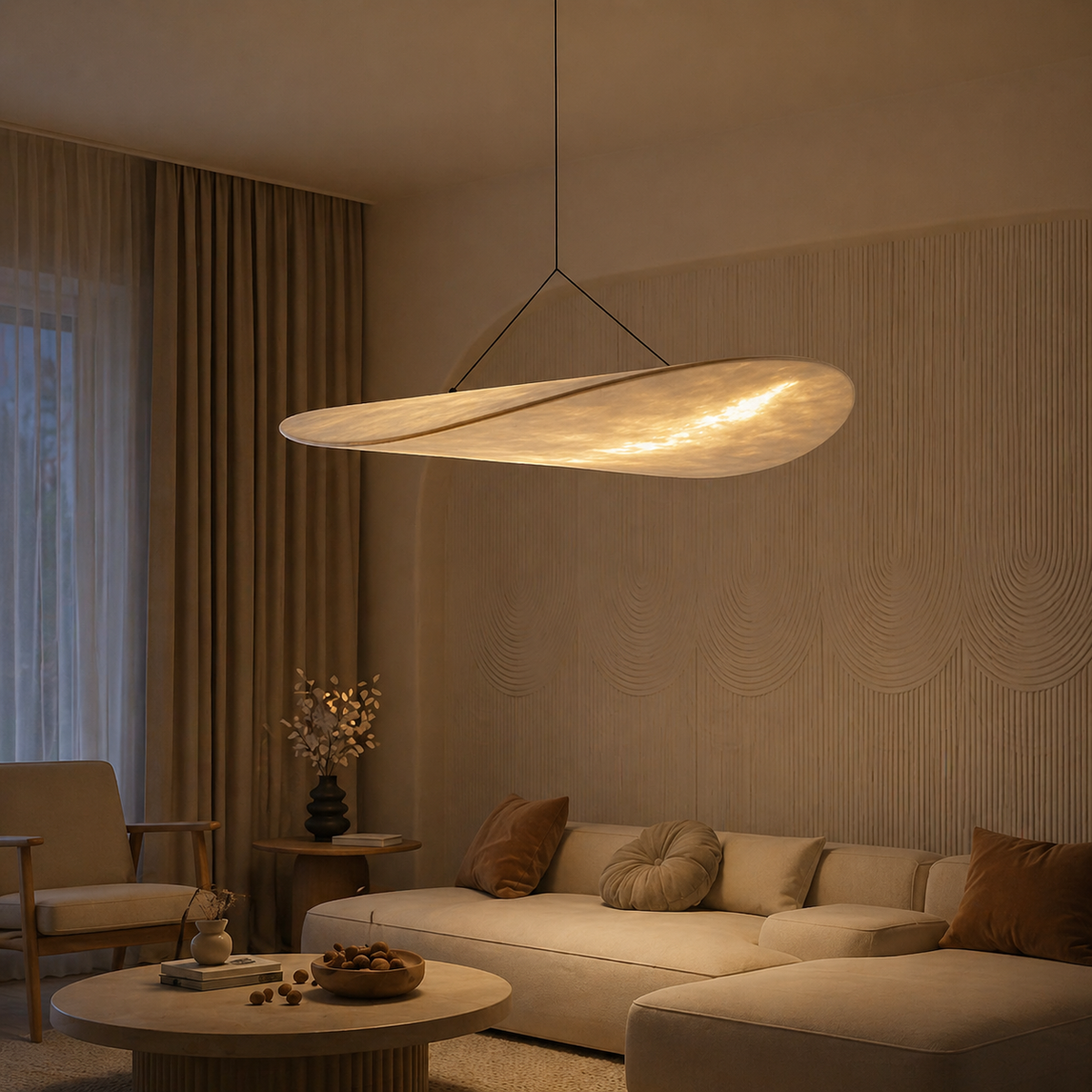 Lampe Suspendue Wabi Sabi en Soie | Kira