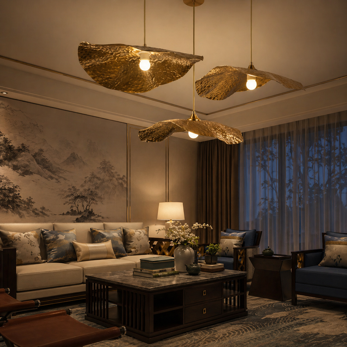 Lampe Suspendue Feuille de Lotus Cuivrée | Nusa