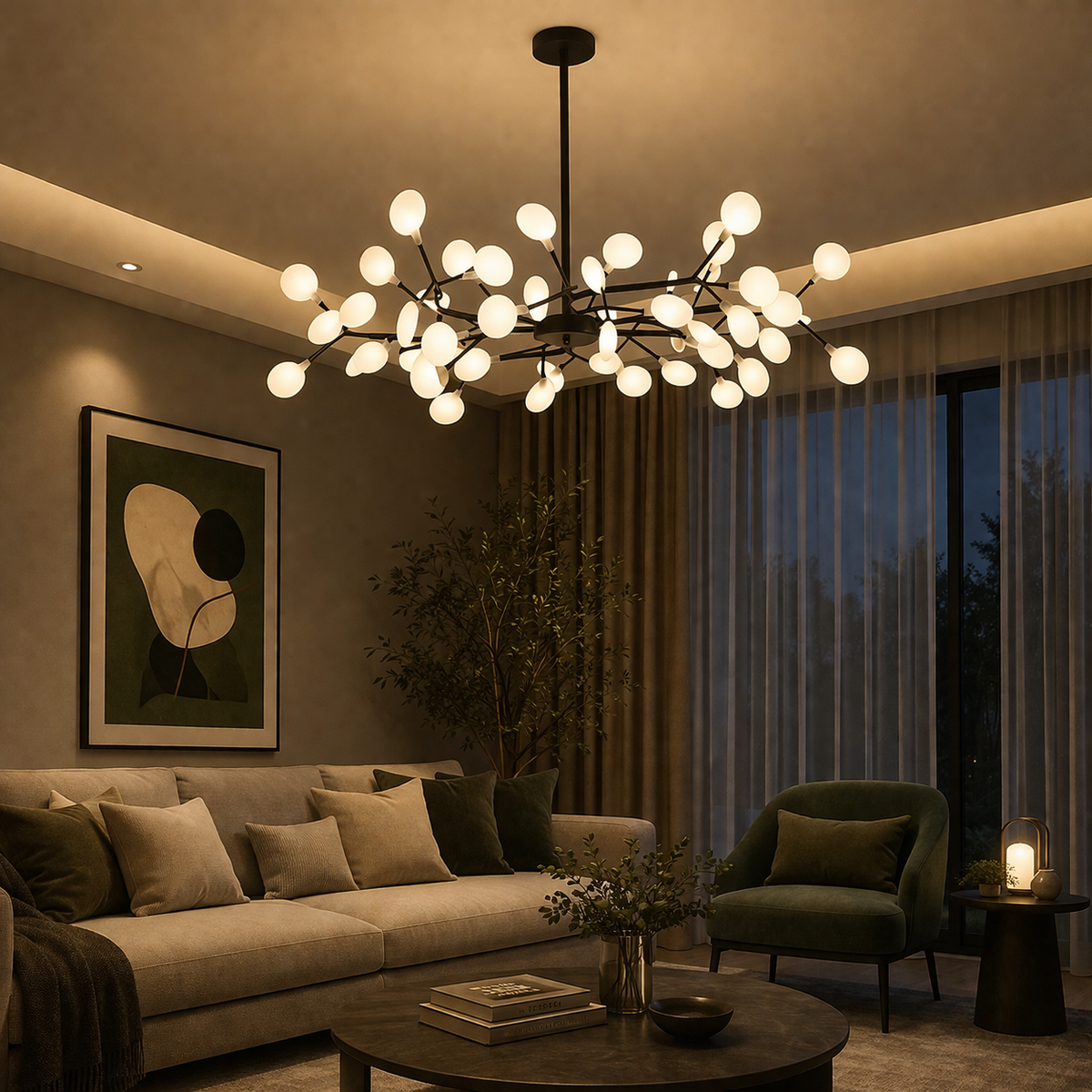 Lustre Moléculaire LED Noir Ou Doré | Noka