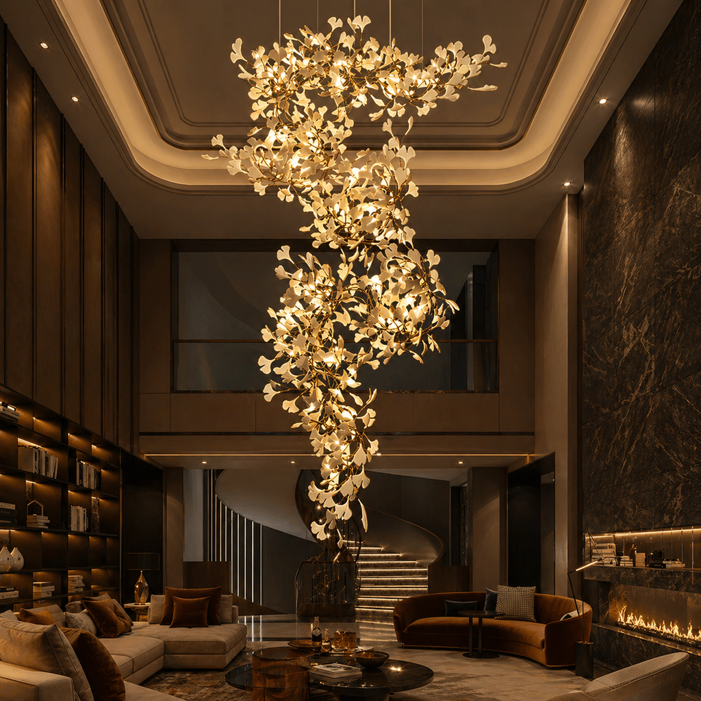 Lustre Floral Doré en Céramique | Tova