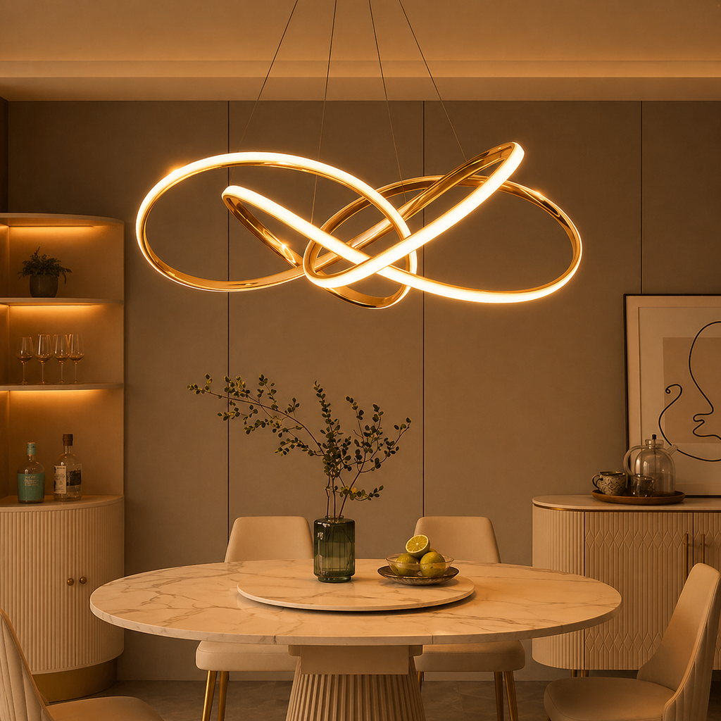 Lustre Salon Art Déco Moderne Doré | Zeta