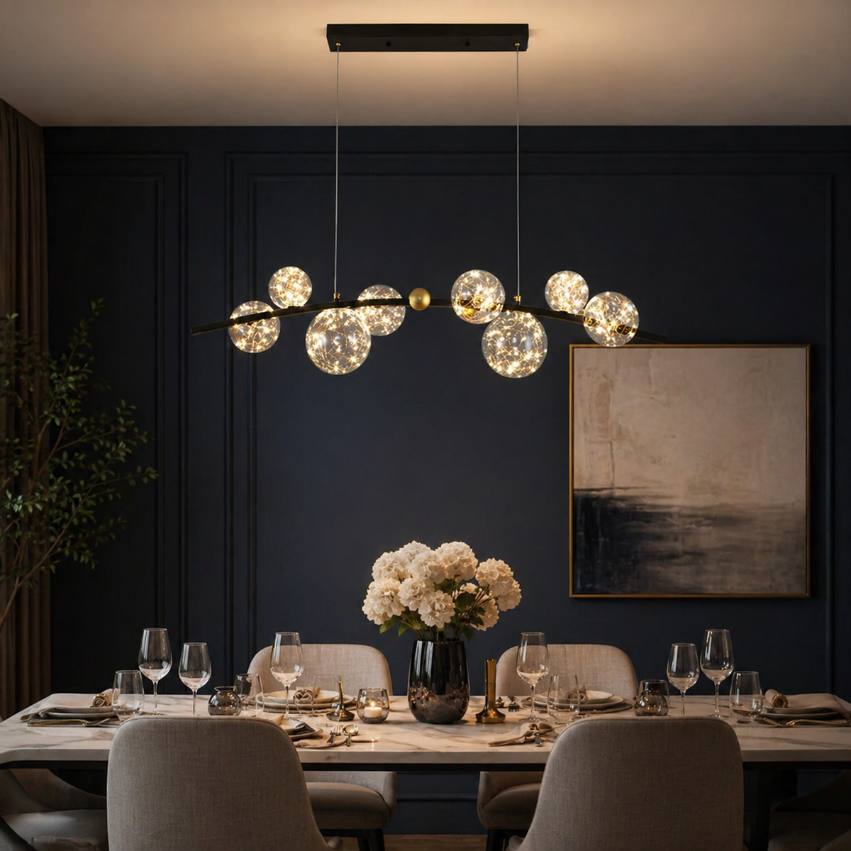 Lustre Globe Étincelant Noir Ou Doré | Vamo