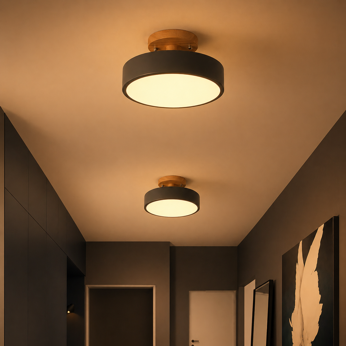 Plafonnier LED Bois et Métal Coloré | Umo