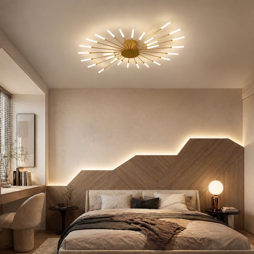 Plafonnier LED Design en Métal Noir ou Doré | Loka