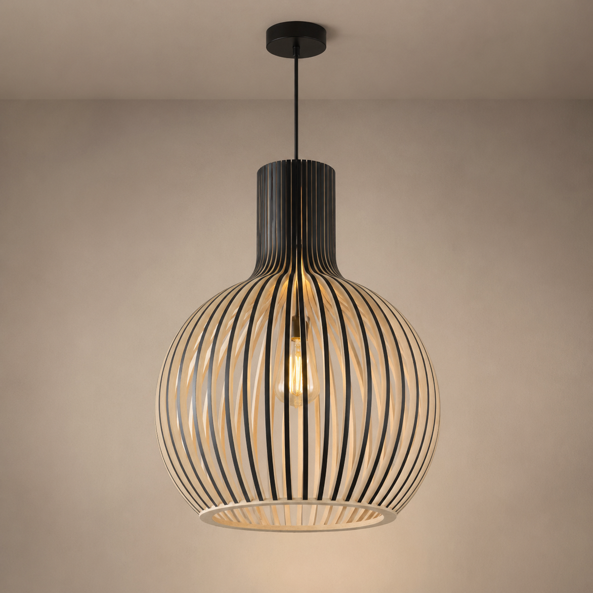 Lampe Suspendue Bois Scandinave Nola | Ava