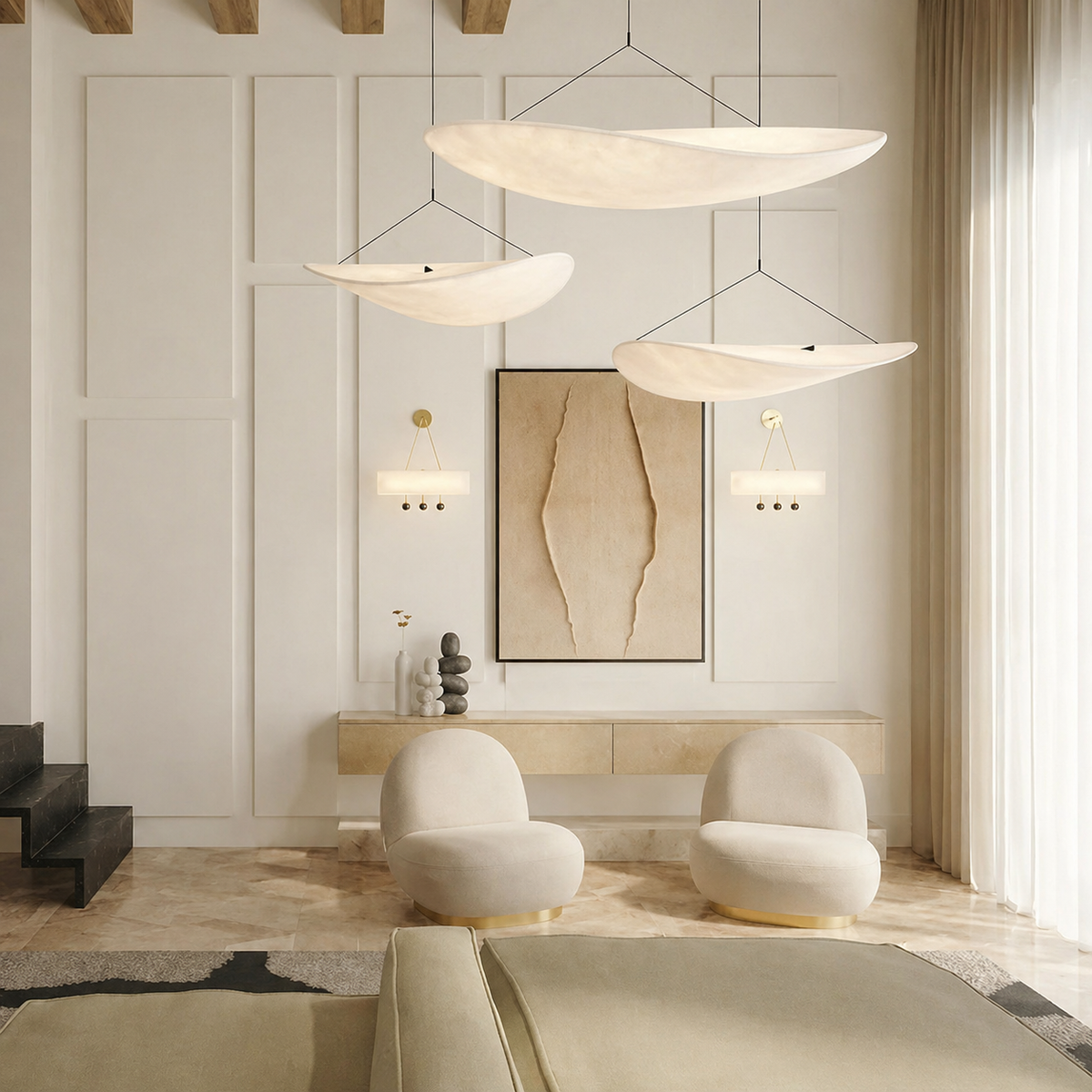 Lampe Suspendue Wabi Sabi en Soie | Kira