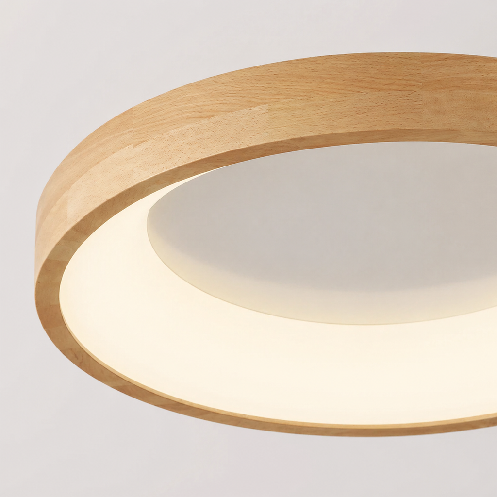Plafonnier Scandinave Circulaire en Bois Naturel | Jari