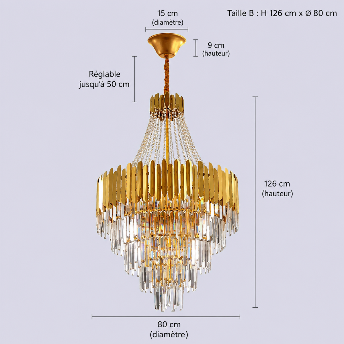 Lustre Cristal Doré Moderne | Reta