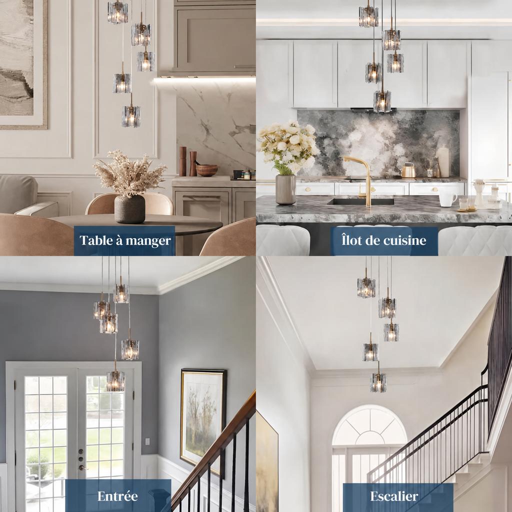 Lustre 5 Globes Verre Gris Moderne | Beta