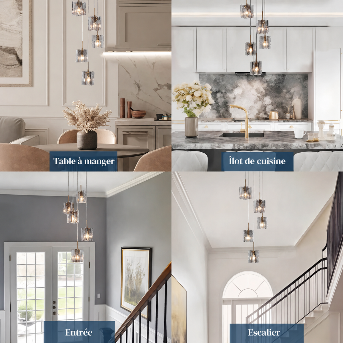 Lustre 5 Globes Verre Gris Moderne | Beta