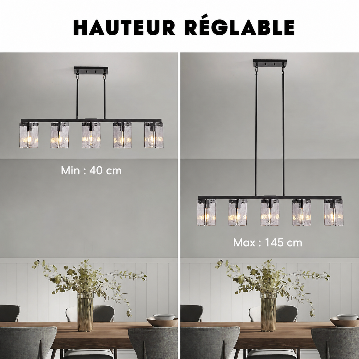 Lustre Linéaire Verre Fumé | Fika