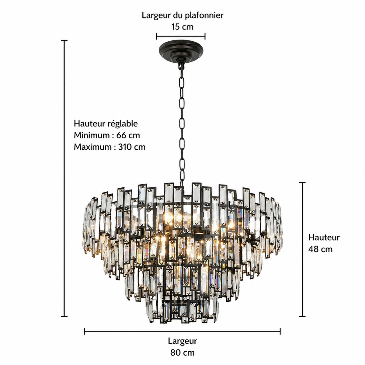 Lustre Cristal Noir K9 Rond | Moro