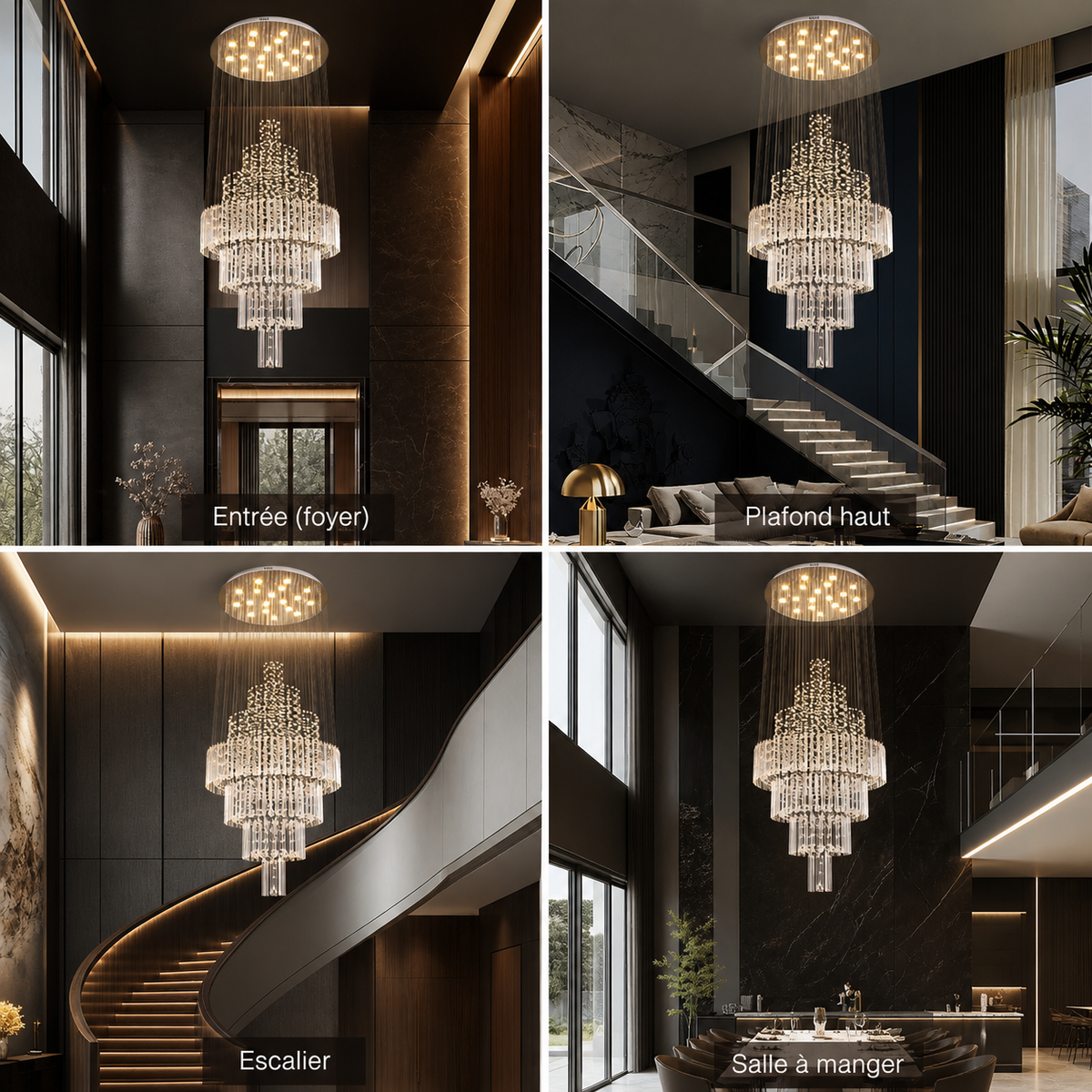 Lustre Cristal Chrome Gouttes | Haro
