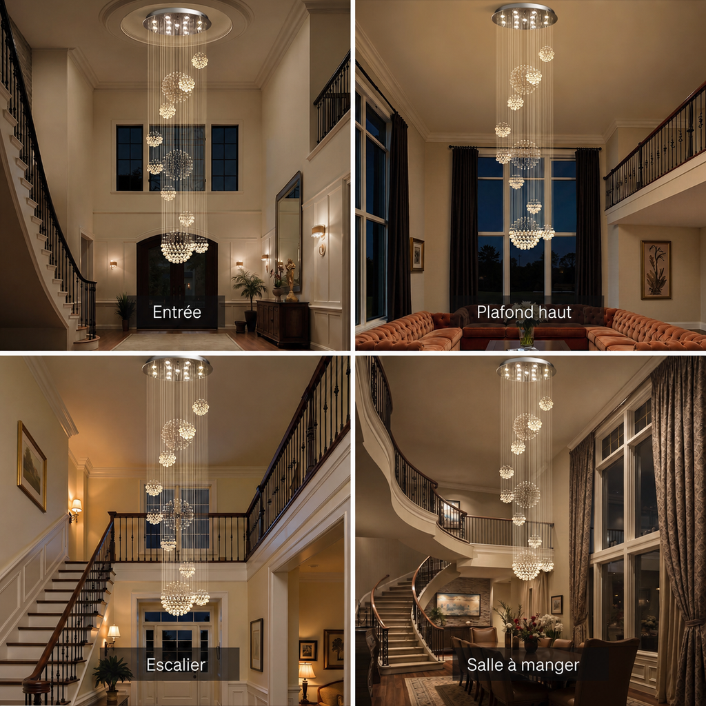 Lustre Spirale Cristal Chrome Galaxie | Gaka