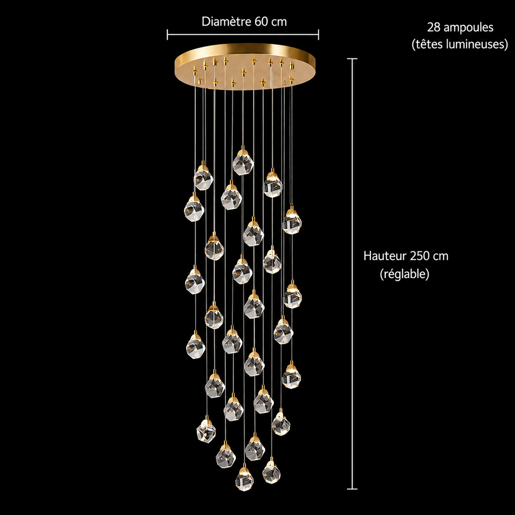 Lustre Cristal Gouttes Dorées | Zona