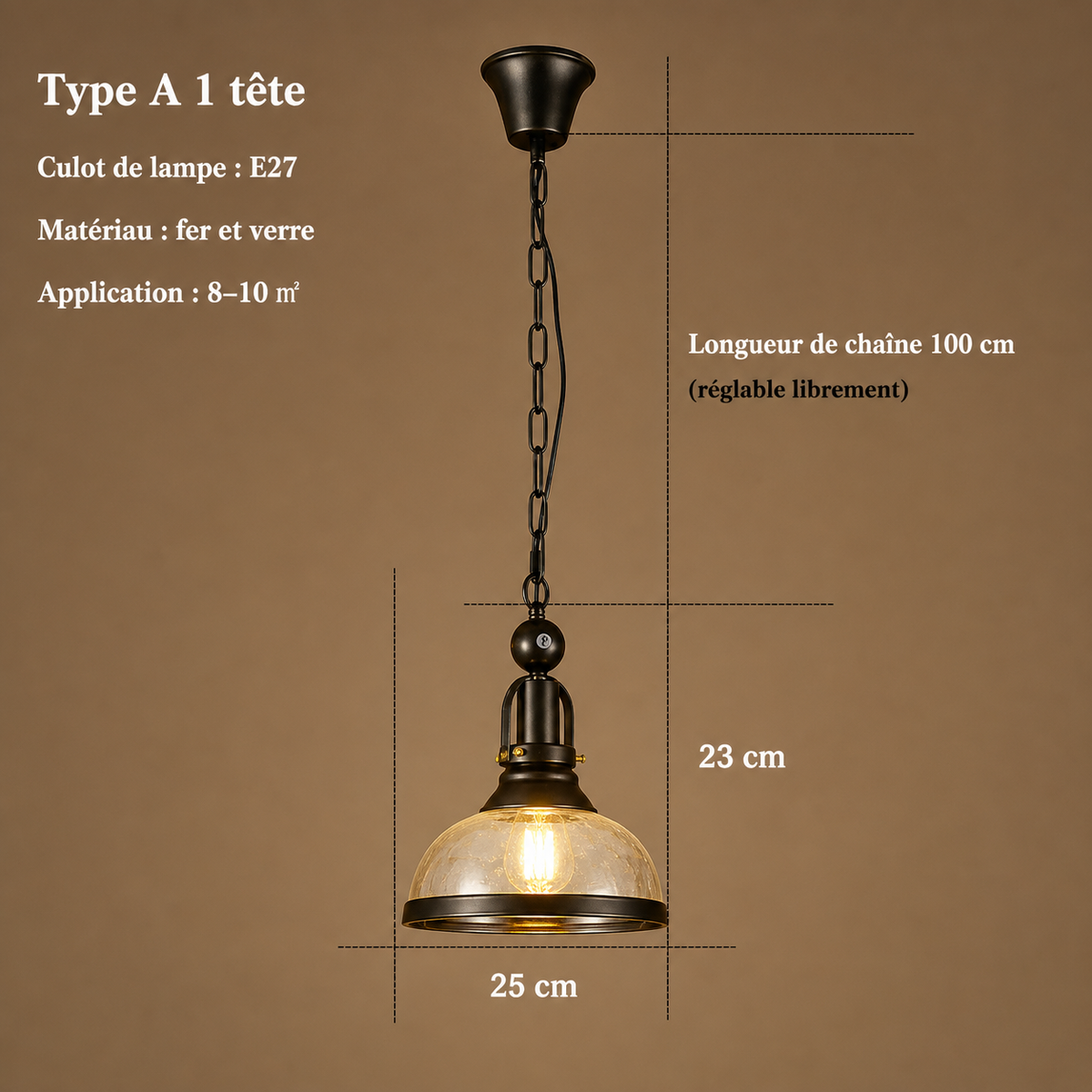 Lustre Billard Rétro 3 Lumières en Métal | Yala