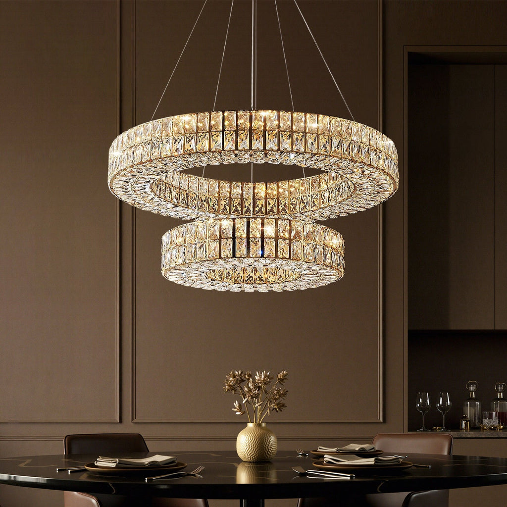 Lustre Cristal Doré Anneaux | Orvia