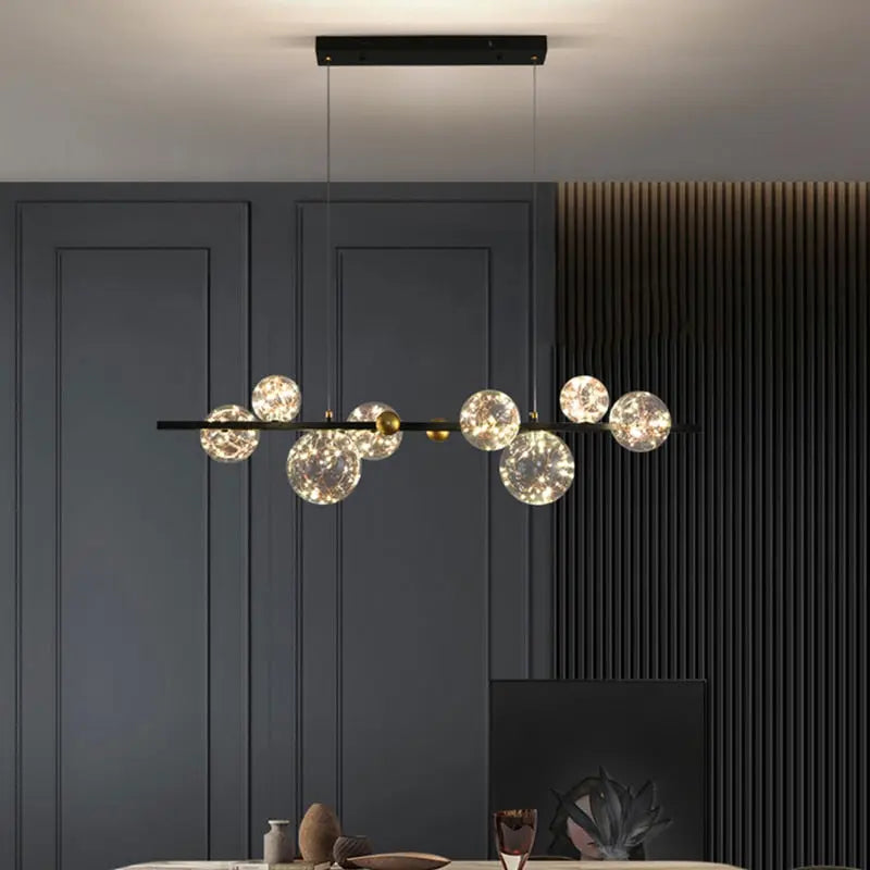 Lustre Globe Étincelant Noir Ou Doré | Vamo