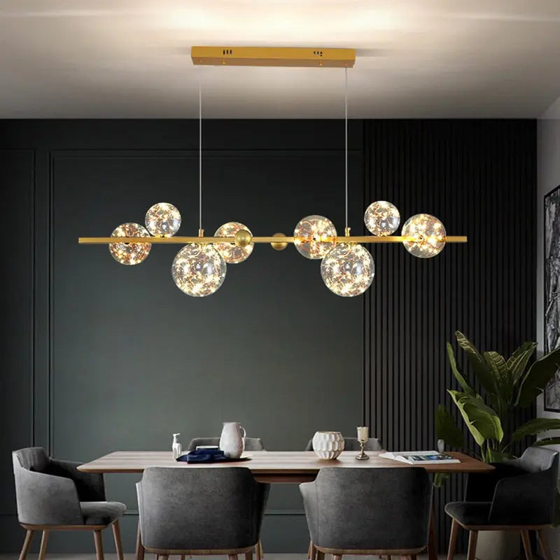 Lustre Globe Étincelant Noir Ou Doré | Vamo