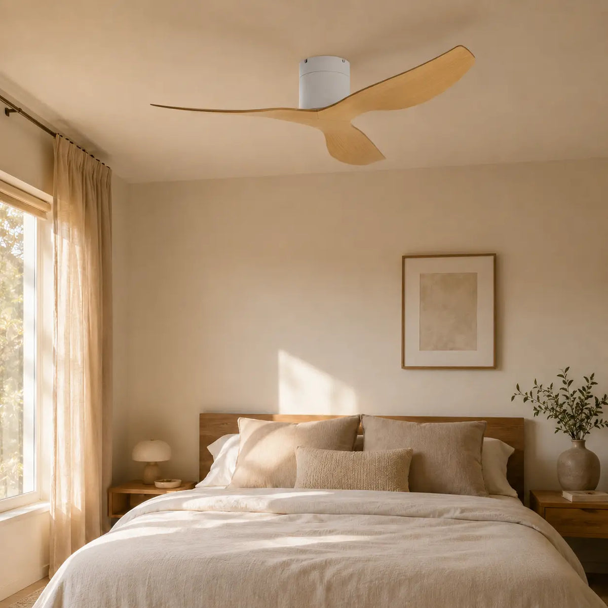 Ventilateur de Plafond Plat Bois Clair | Jora