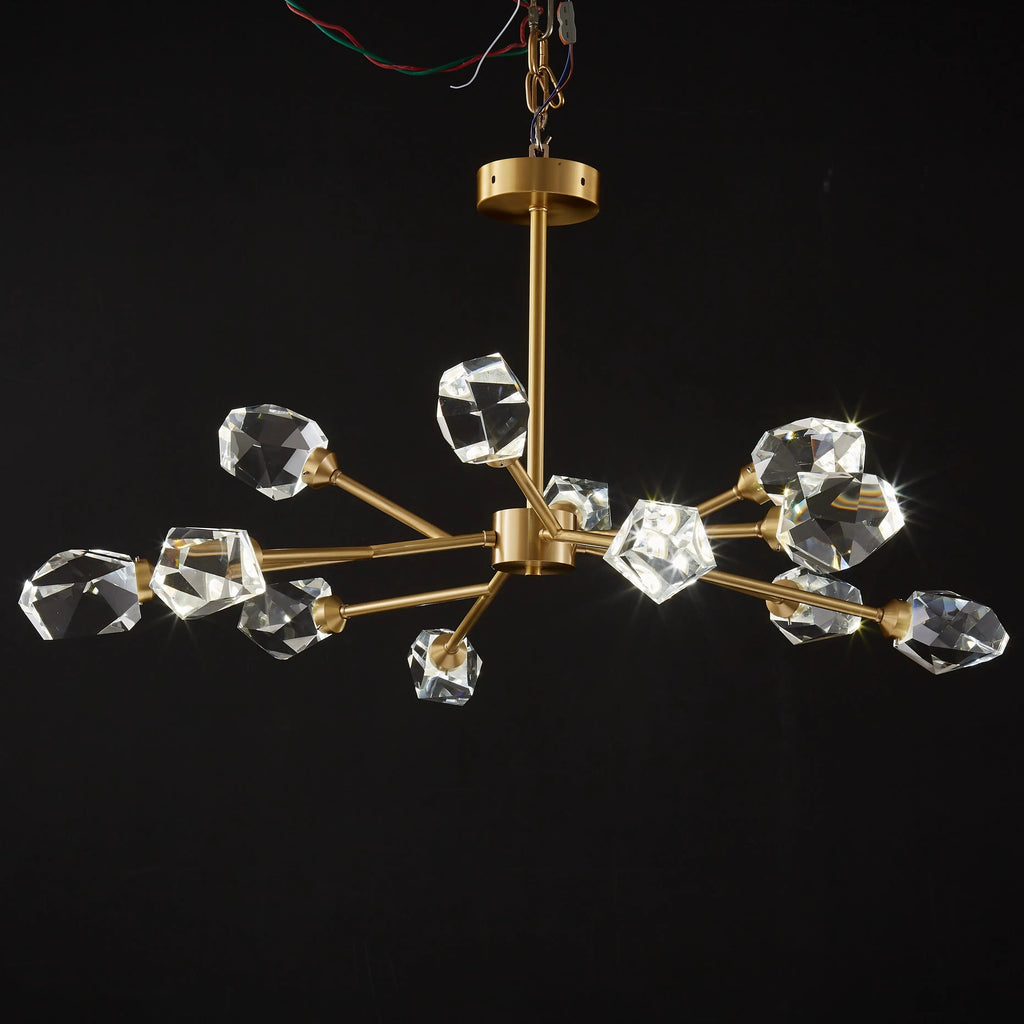 Lustre Doré en Verre et Cristaux | Vili
