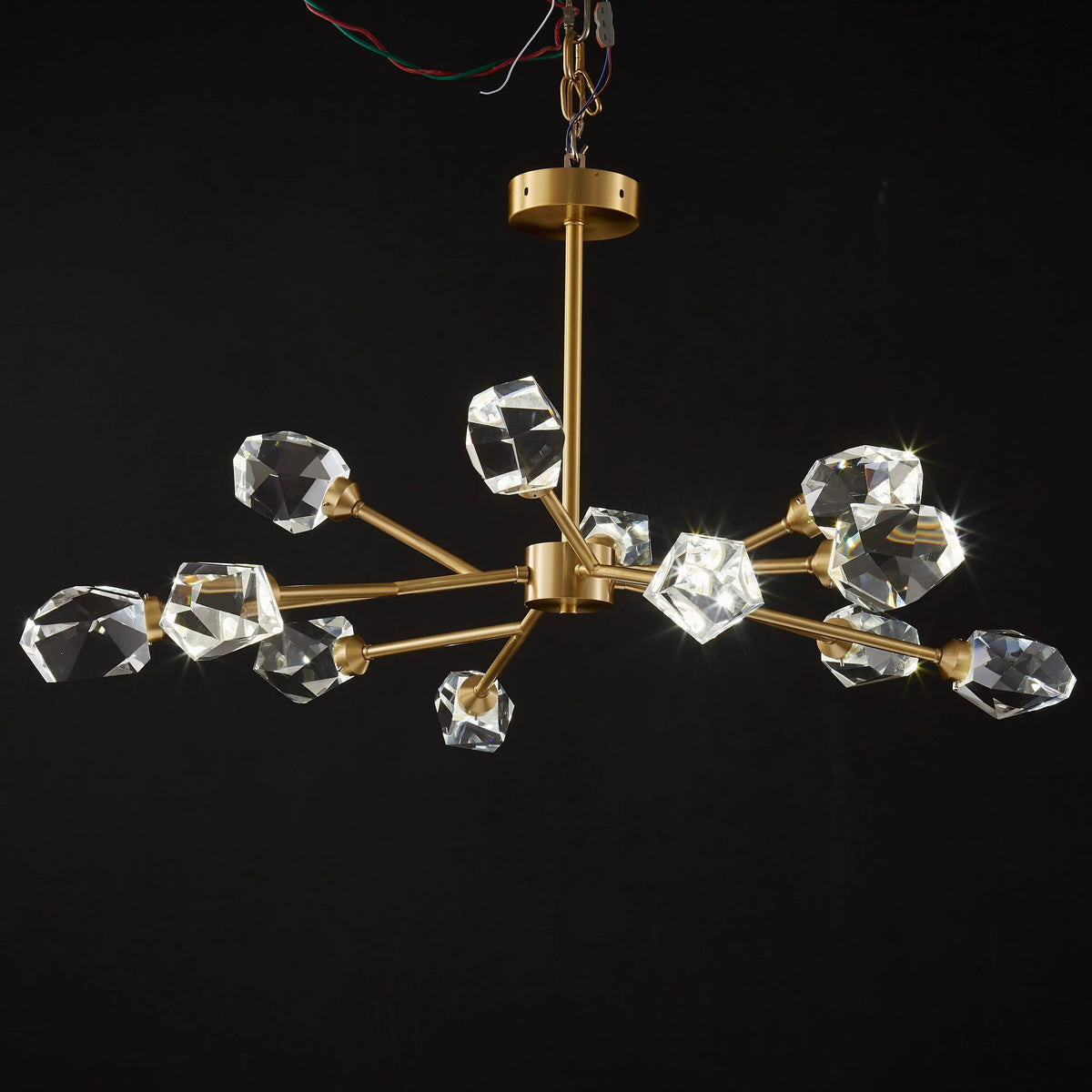 Lustre Doré en Verre et Cristaux | Vili