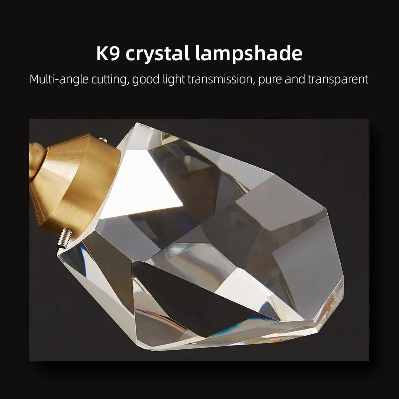 Lustre Doré en Verre et Cristaux | Vili