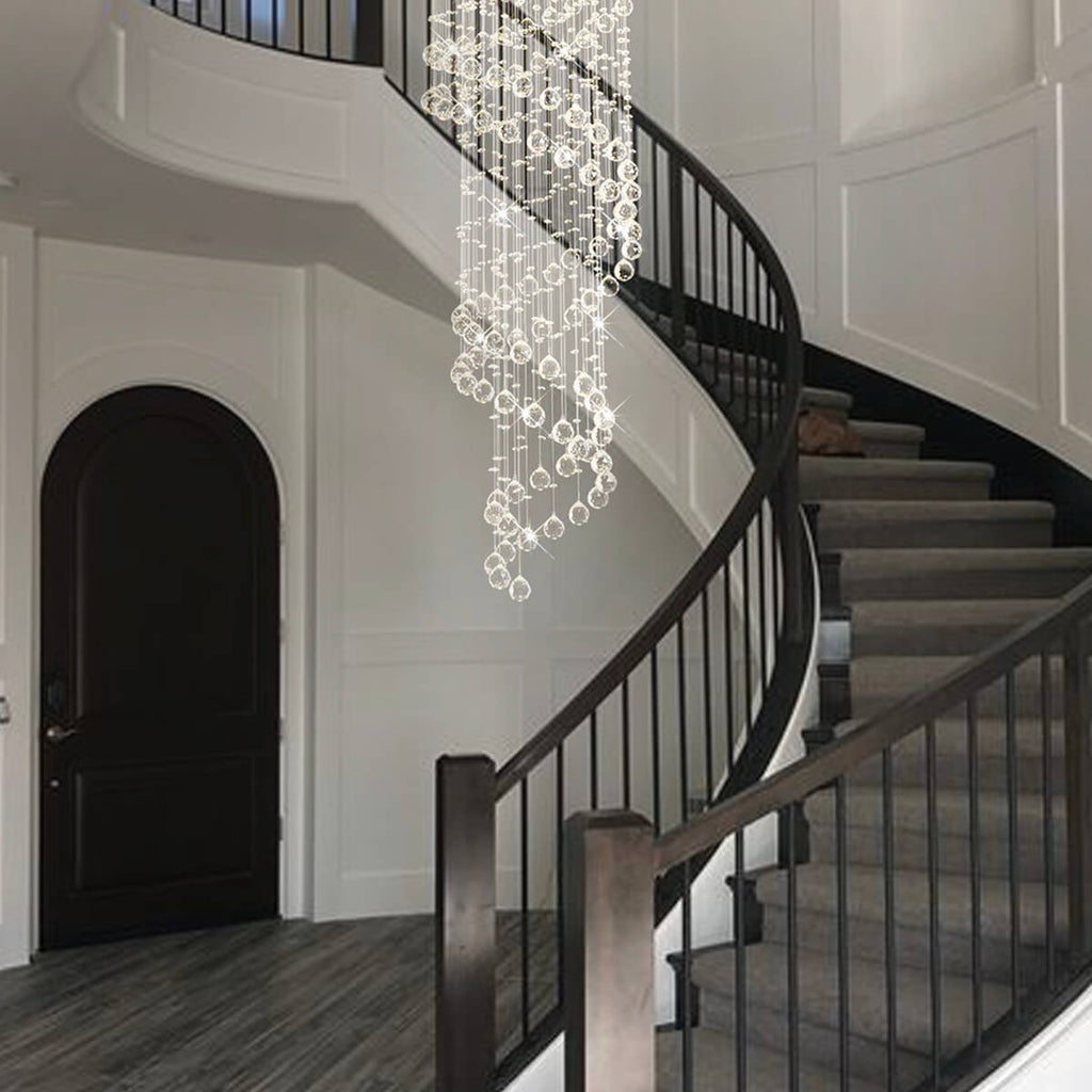 Lustre Spirale Pluie Cristal Chrome | Emo