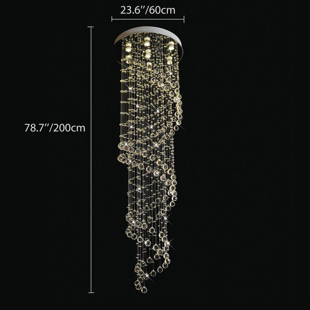 Lustre Spirale Pluie Cristal Chrome | Emo