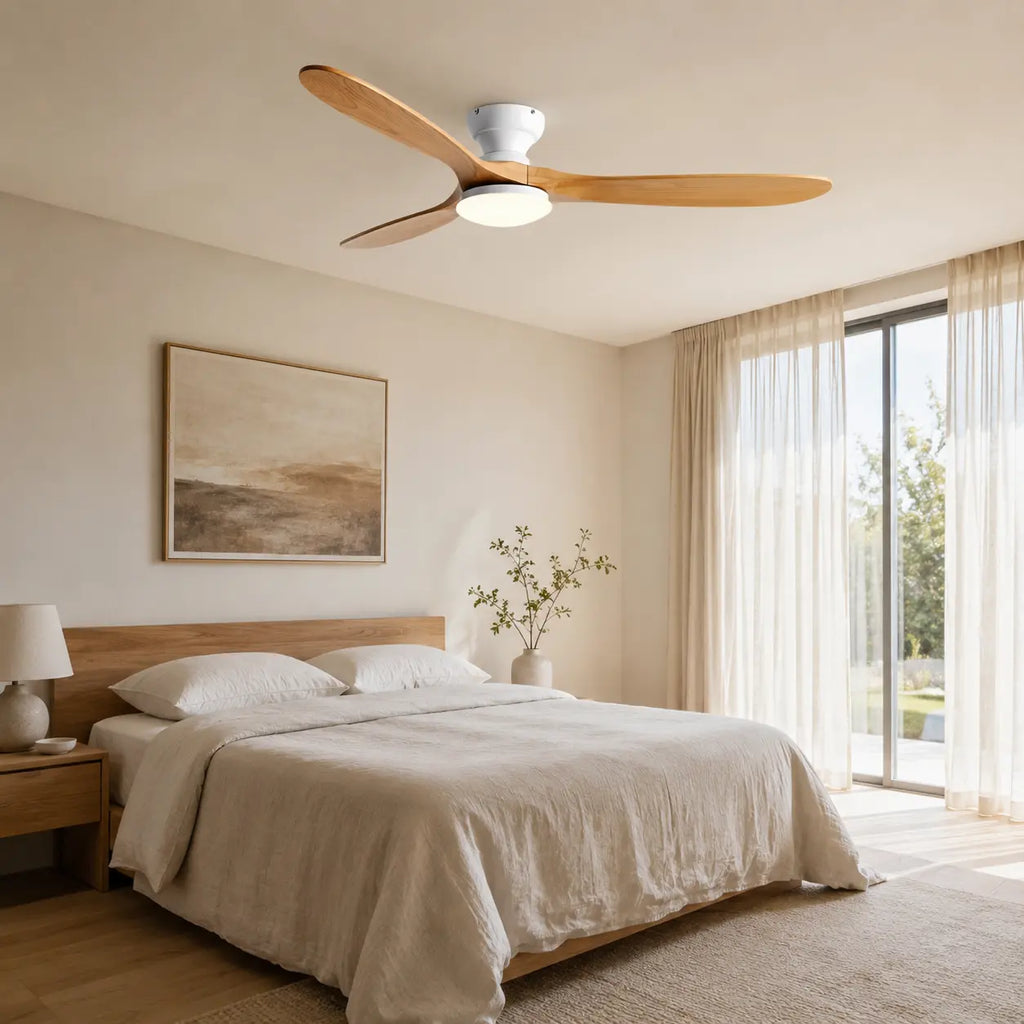 Ventilateur de Plafond Bois Naturel LED | Maelo