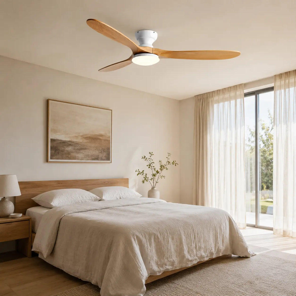Ventilateur de Plafond Bois Naturel LED | Maelo