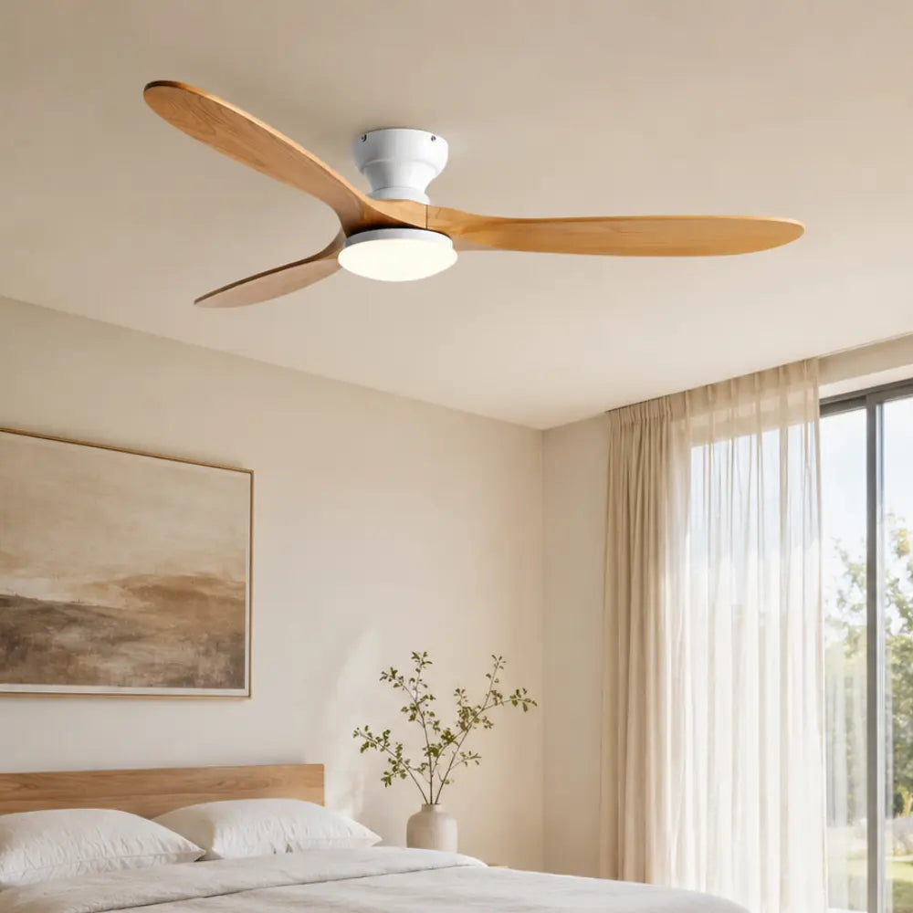 Ventilateur de Plafond Bois Naturel LED | Maelo