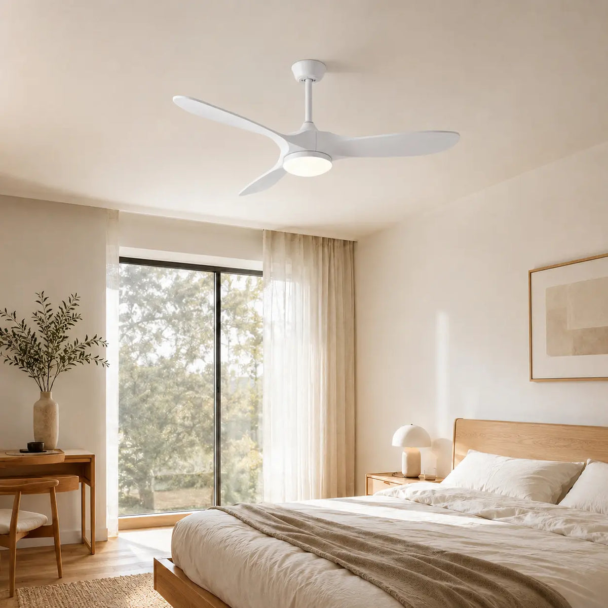 Ventilateur de Plafond Bois Blanc LED | Pavo
