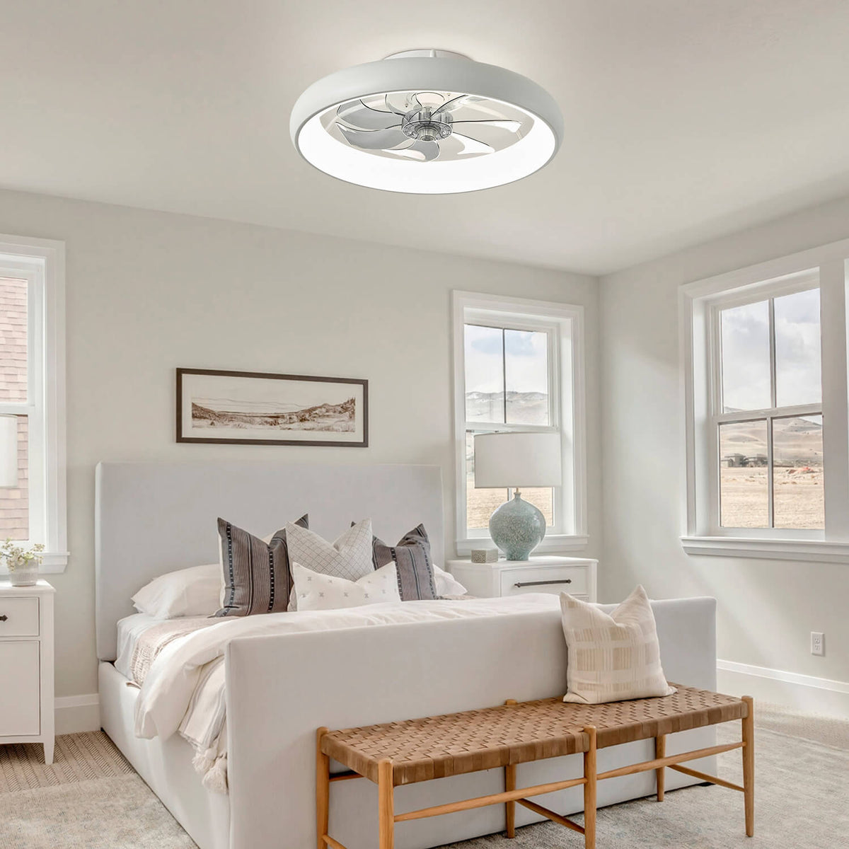 Plafonnier Ventilateur Compact Blanc | Hali