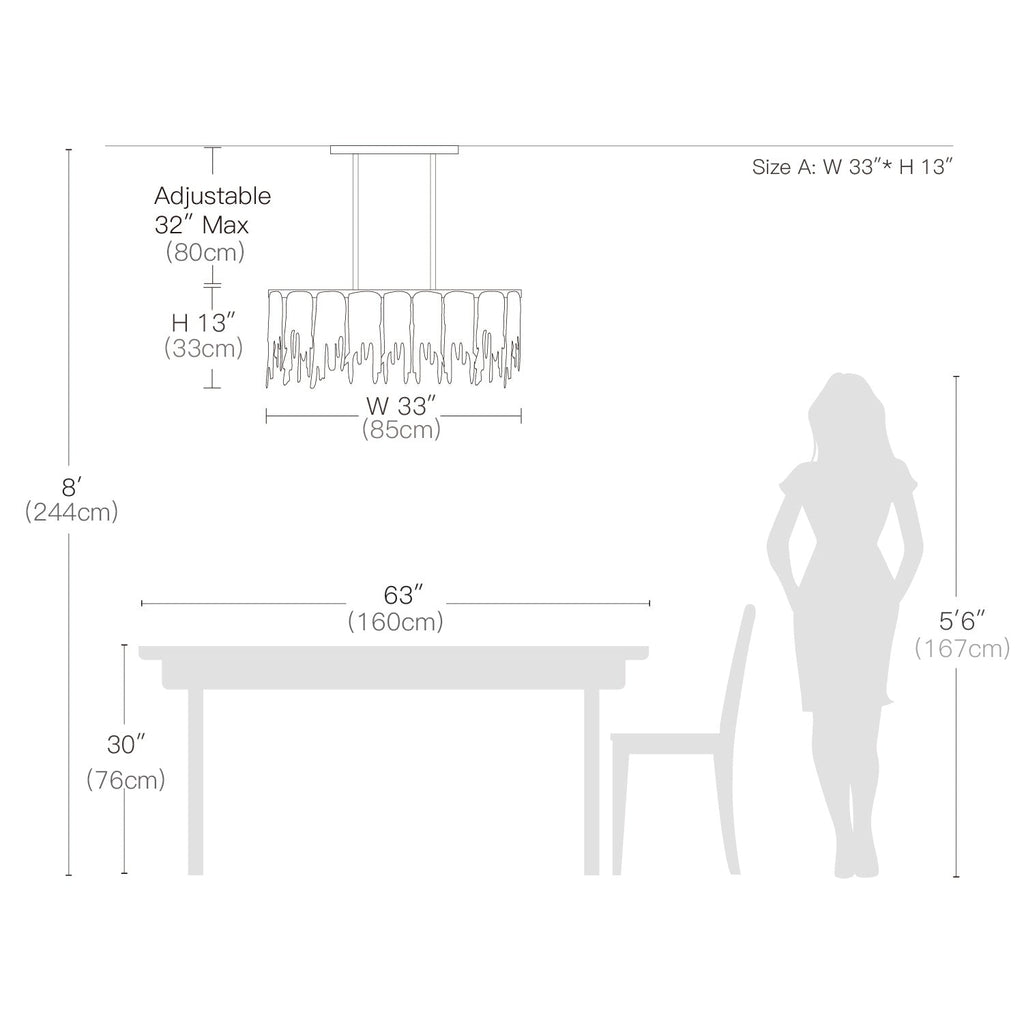 Lustre Rectangulaire Cristal Givré Doré | Nalo