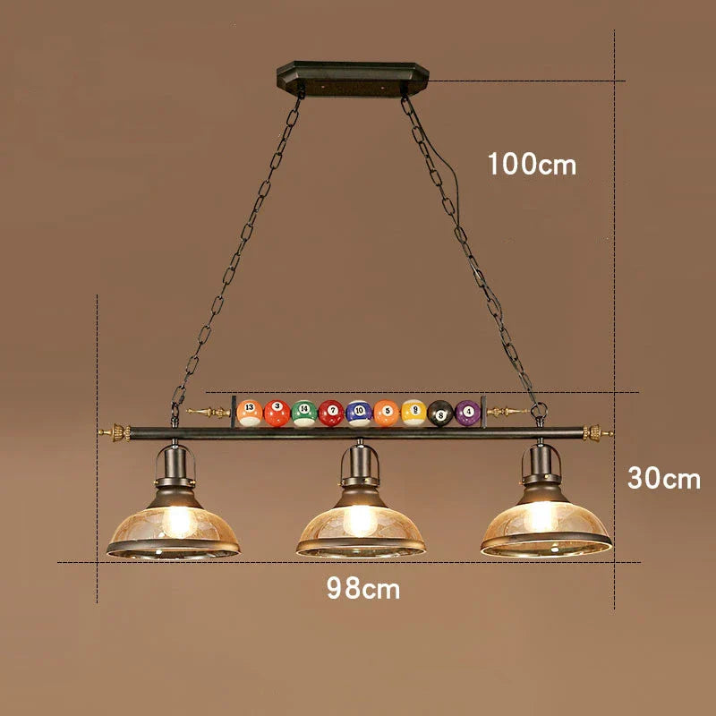 Lustre Billard Industriel en Verre et Métal Noir | Cera