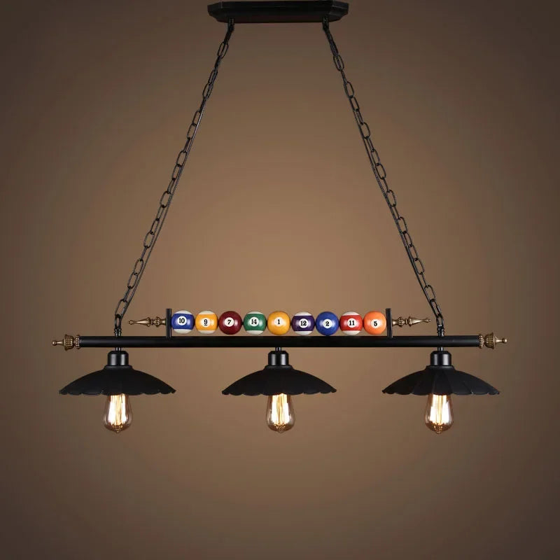 Lustre Billard Rétro 3 Lumières en Métal | Yala