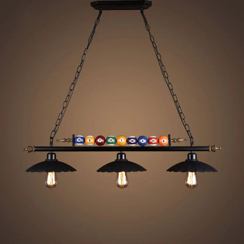 Lustre Billard Industriel en Verre et Métal Noir | Cera