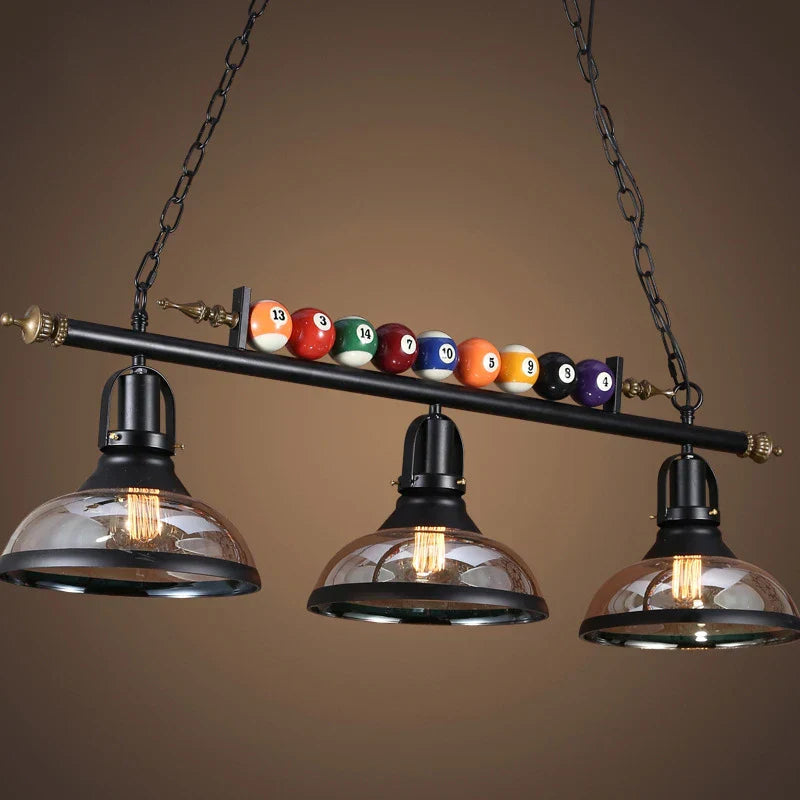 Lustre Billard Industriel en Verre et Métal Noir | Cera