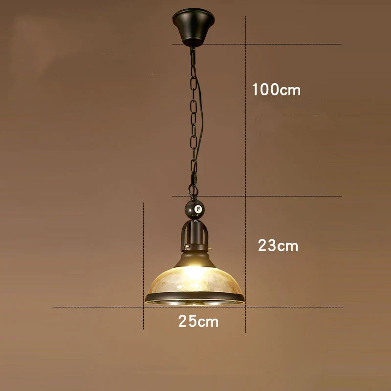 Lustre Billard Industriel en Verre et Métal Noir | Cera