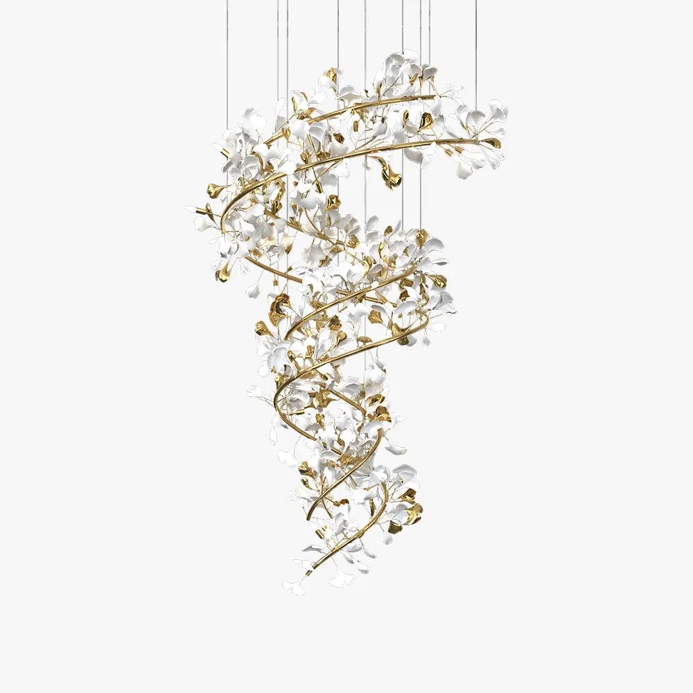 Lustre Doré en Céramique Florale | Nuva