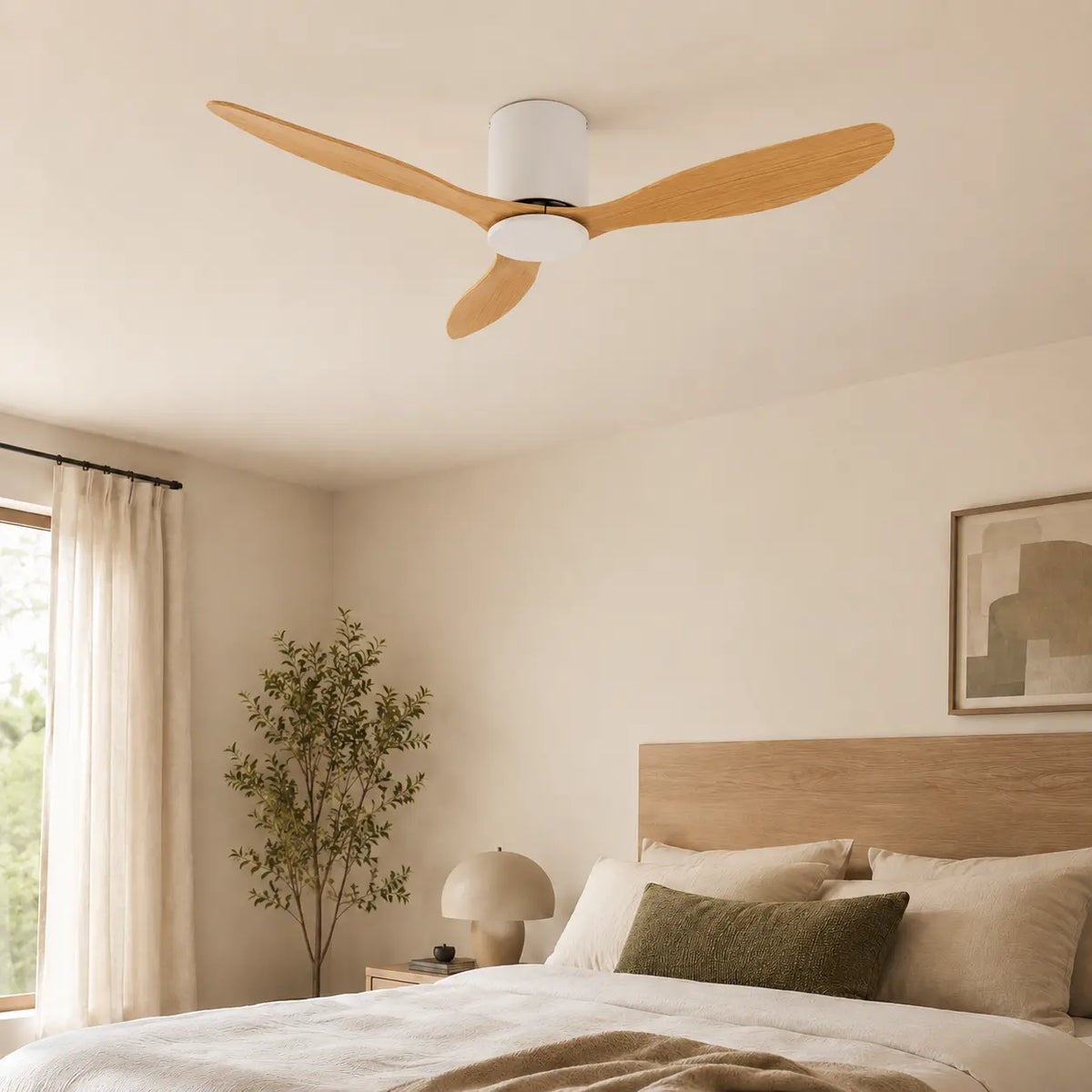 Ventilateur de Plafond Bois Clair Blanc | Ulio