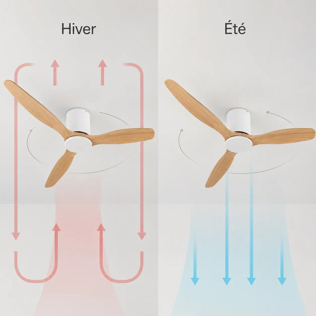 Ventilateur de Plafond Bois Clair Blanc | Ulio
