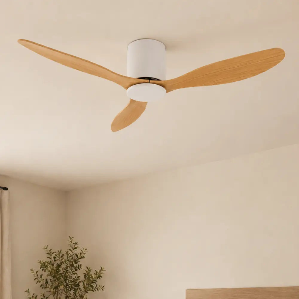 Ventilateur de Plafond Bois Clair Blanc | Ulio