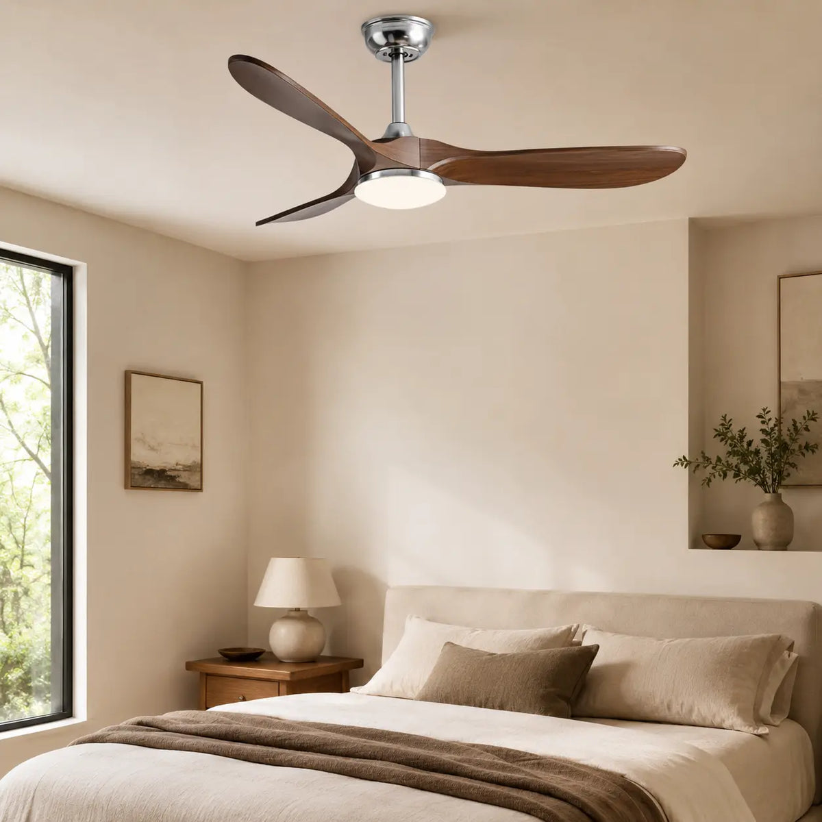 Ventilateur de Plafond Bois Foncé LED | Vania