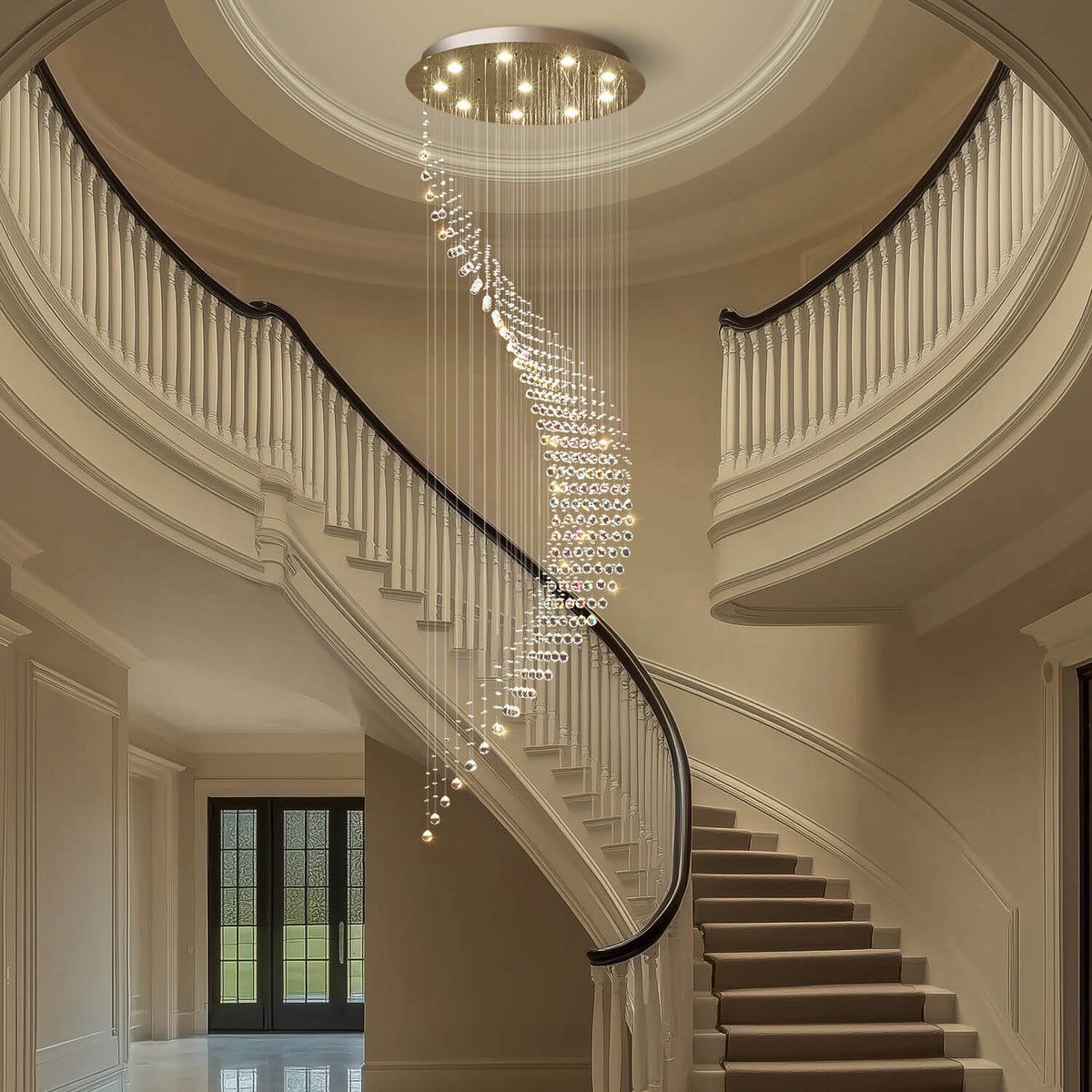 Lustre Spirale Cristal Forme Lune | Malo