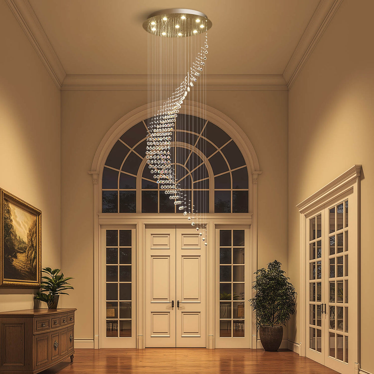 Lustre Spirale Cristal Forme Lune | Malo