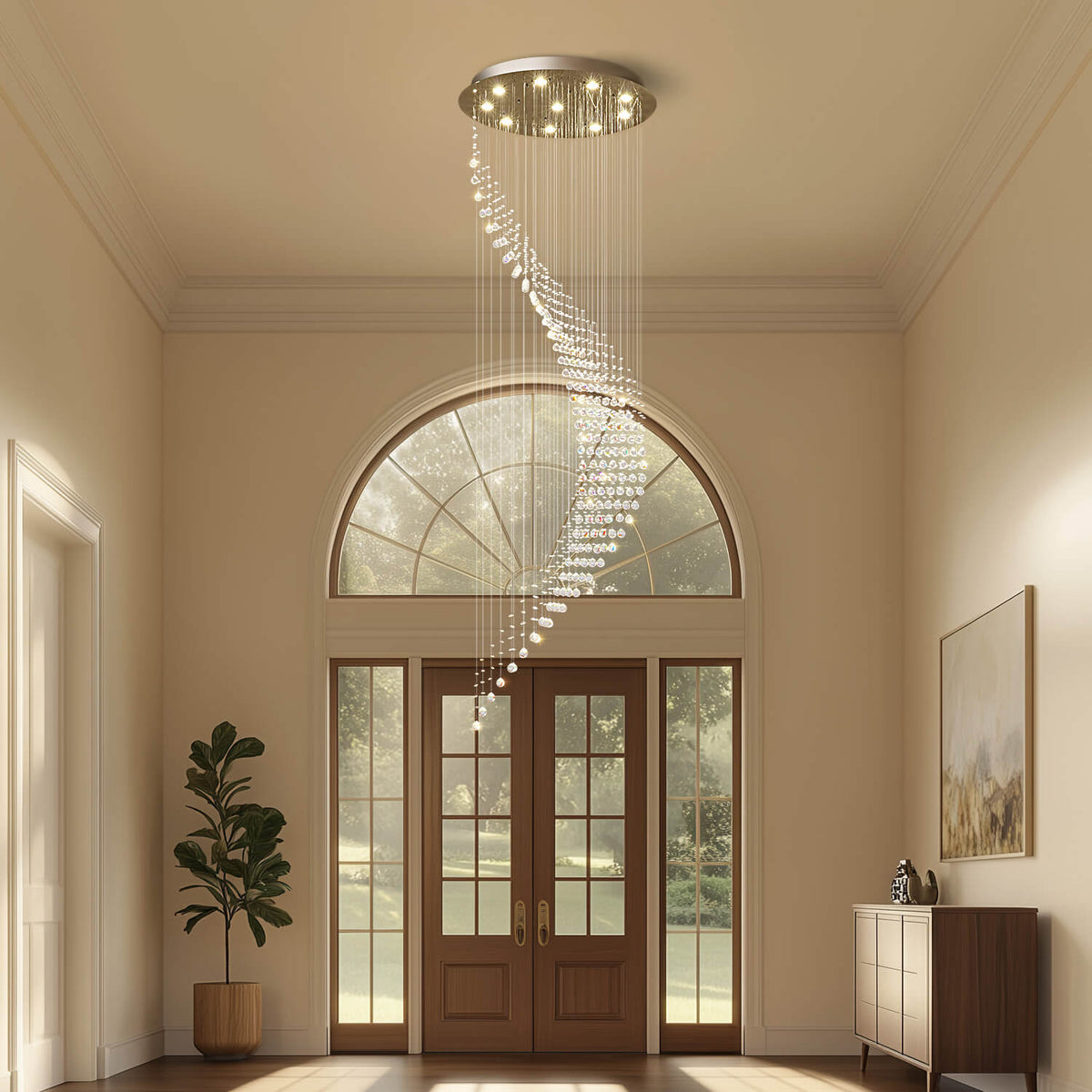 Lustre Spirale Cristal Forme Lune | Malo