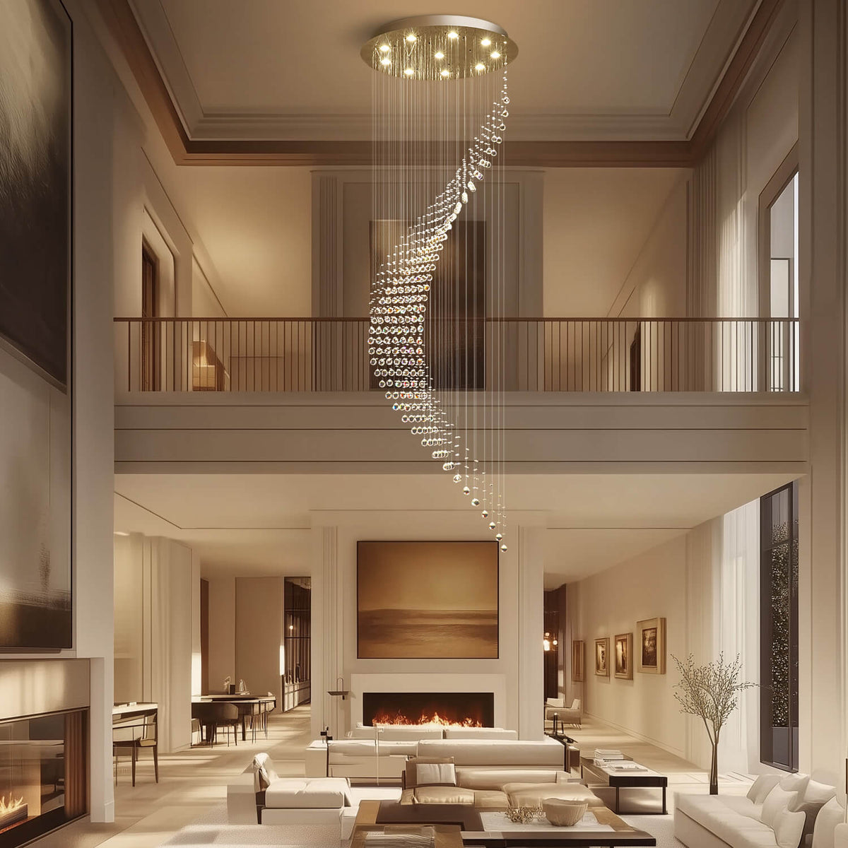 Lustre Spirale Cristal Forme Lune | Malo