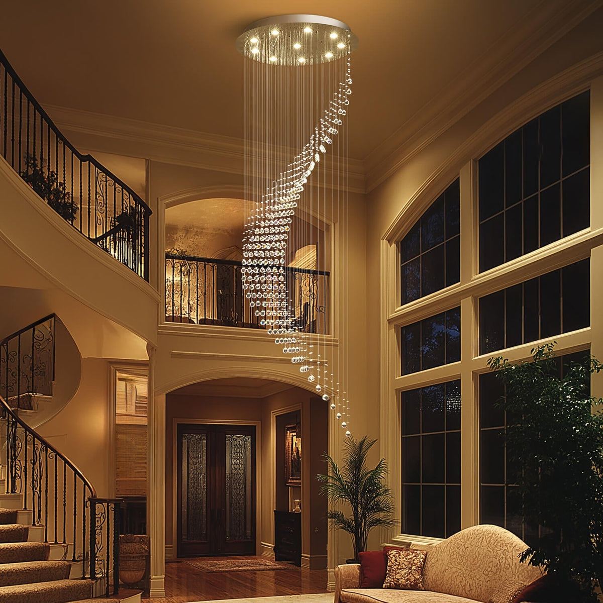 Lustre Spirale Cristal Forme Lune | Malo
